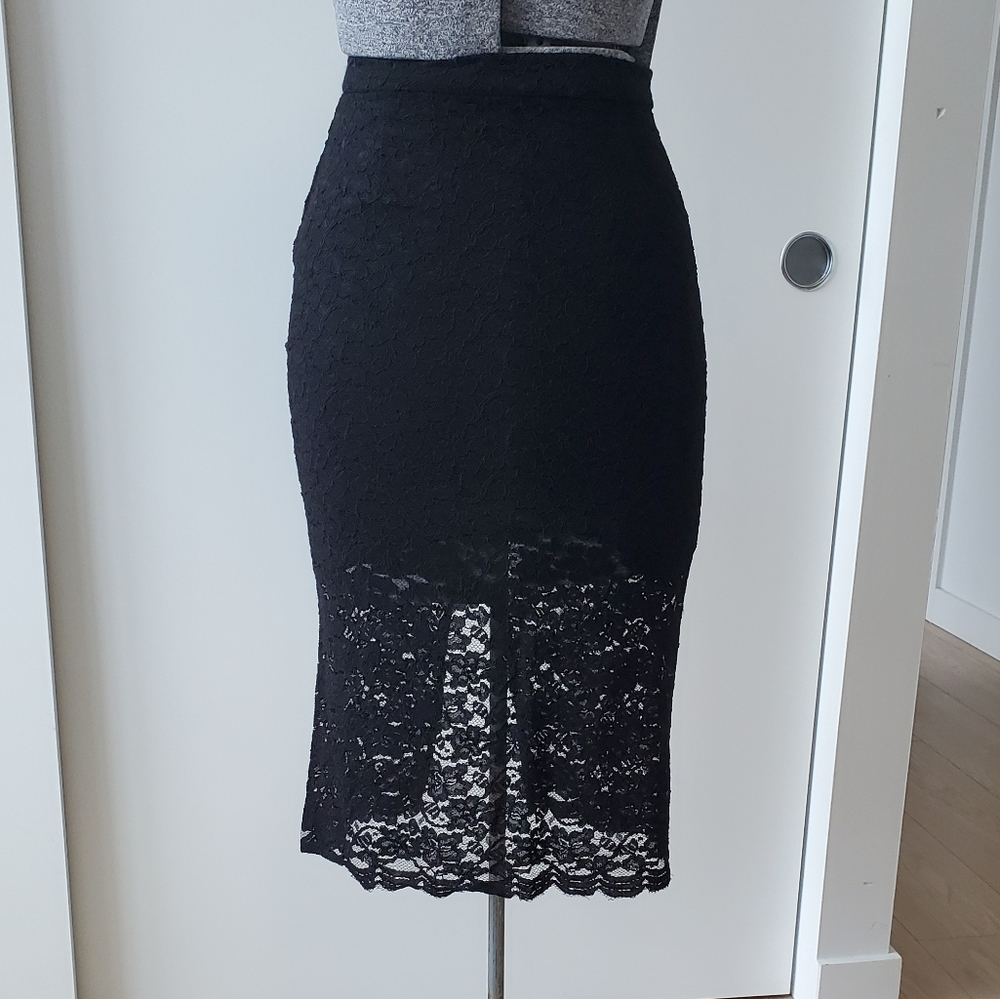 Aritzia Babaton Wilbur Lace Black Pencil Skirt 2